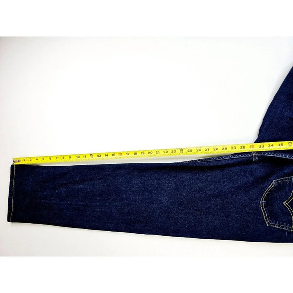 Levis Size 38X32 Men's Straight Blue Denim 5 Pocket Logo Zip Jeans - Picture 5 of 13